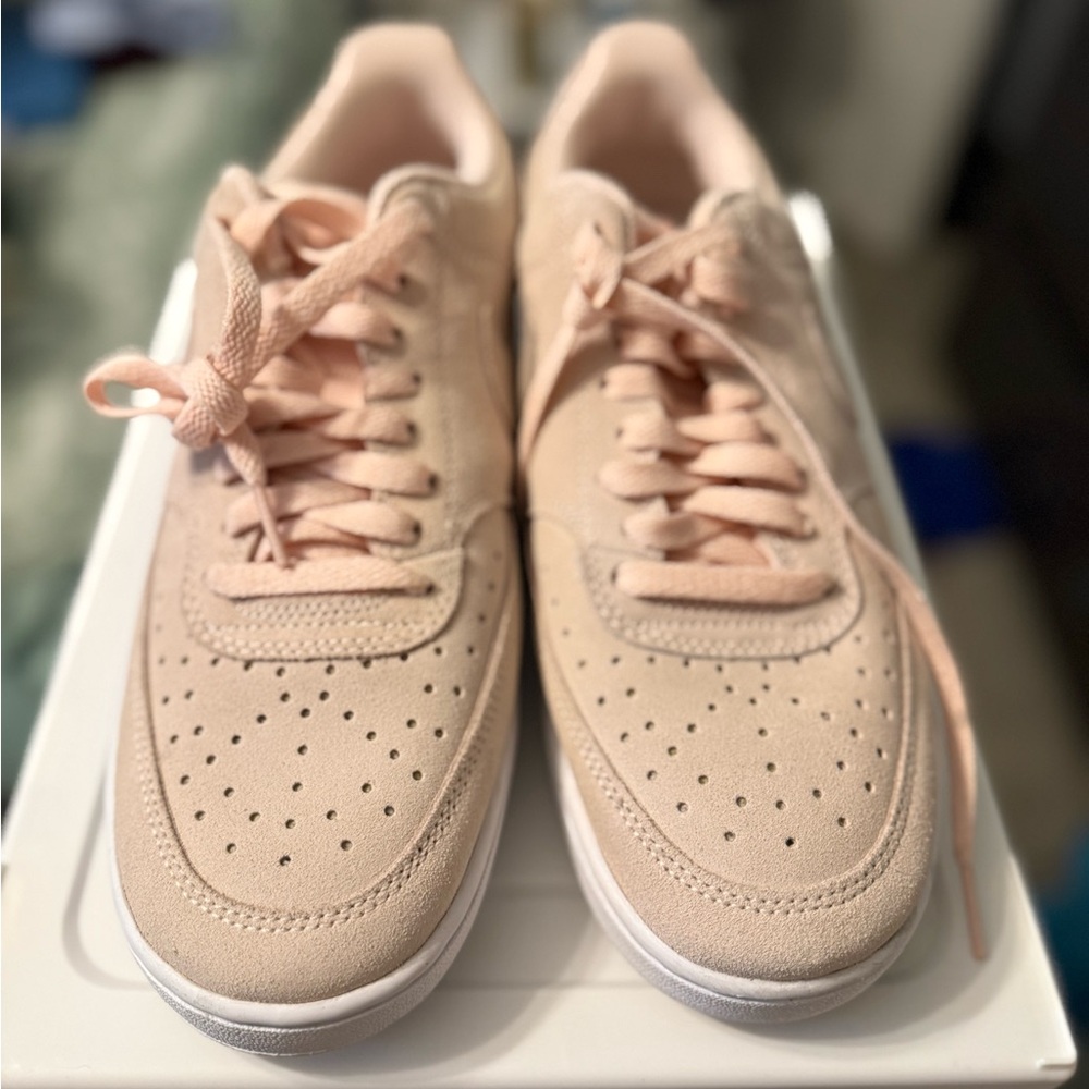Nike Pink Sneakers with Suede Finish and Brogue Detailing